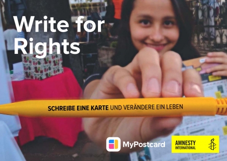 Anmnesty International startet Postkarten-Aktion mit MyPostcard - MyPostcard unterstützt Amnesty International im Kampf gegen die Verletzung der Menschenrechte; Foto: Wilde & Partner